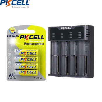 

4PCS AA 1.2v nimh aa rechargeable battery 2300mah-2600mah pack with battery charger for AA/AAA 18650 Li-ion/NIMH/NICD batteries