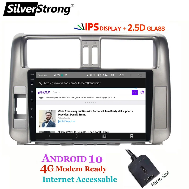 SilverStrong IPS 9 дюймов Android10.0 4G модем автомобильный DVD для Toyota Land cruiser Prado 150 LC150 GPS 2010 2011