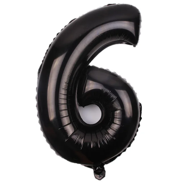 32 inch red black digital balloon inflatable air ball figure digital foil birthday party wedding decoration ball - Цвет: Black number 6