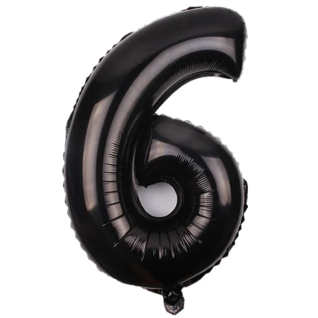 Black number 6 32 inch red black digital balloon inflatable air ball figure digital foil birthday party wedding decoration ball - Цвет: Black number 6