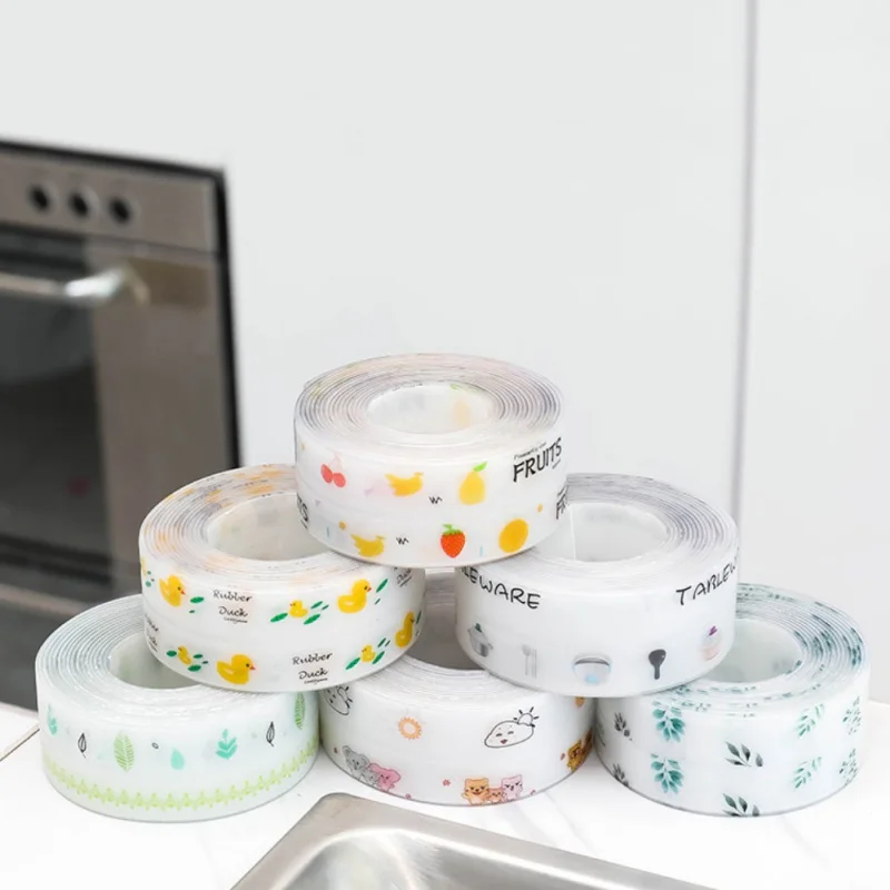 

Acrylic Self Adhesive Tape Wall Sealing Waterproof Tape With Cute Cartoon Pattern For Bathroom Kitchen 3.2m Length 3.8cm Width