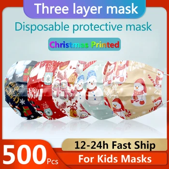 

Fast Delivery Kids Cartoon Surgical Face Mask Christmas printed Disposable Child Medical Face Mask 3 Ply Elastic Ear Loop mask