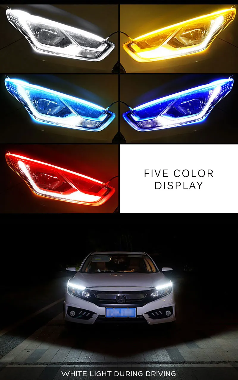 Car Day Light Led DRL Strip Lamp Headlight Daytime Running Lights Flowing  (2)