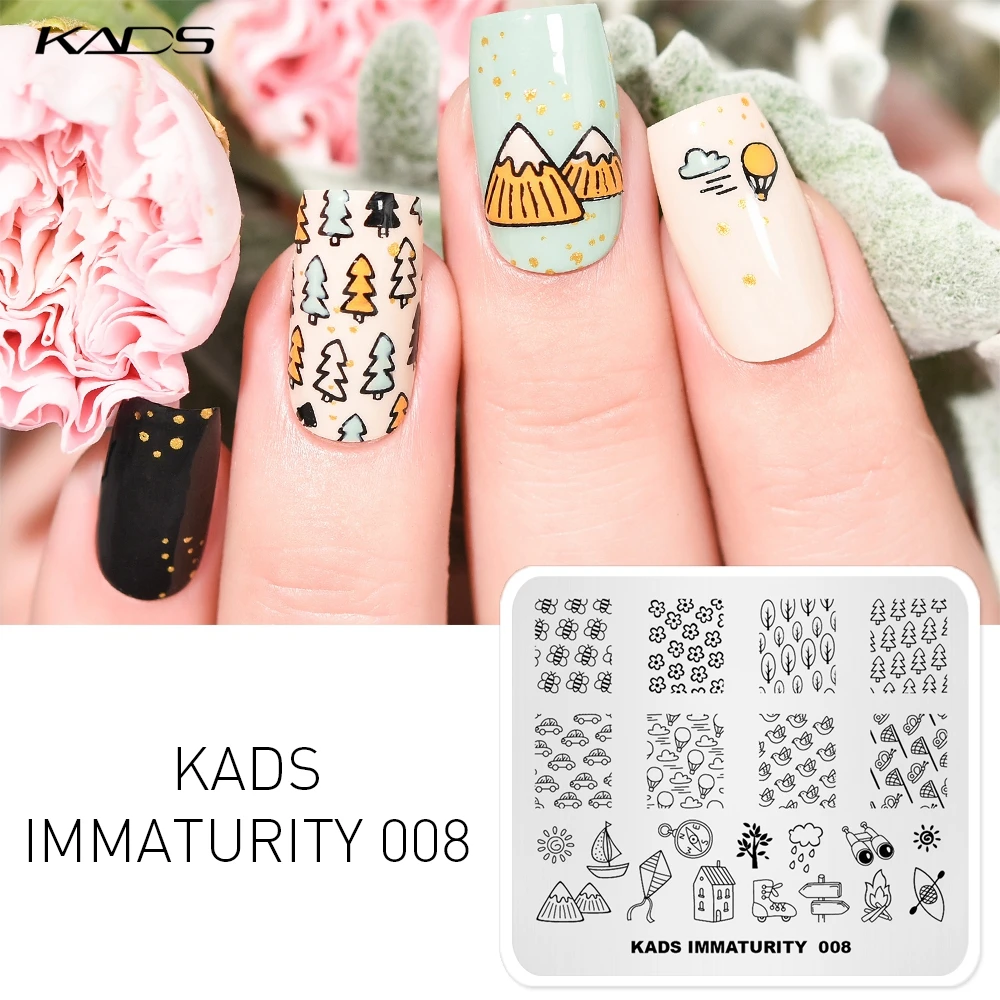 KADS штамповочная пластина для ногтей, серия immatisy, единорог, парк развлечений, оригами, изображение, маникюрный шаблон, трафарет для штамповки ногтей