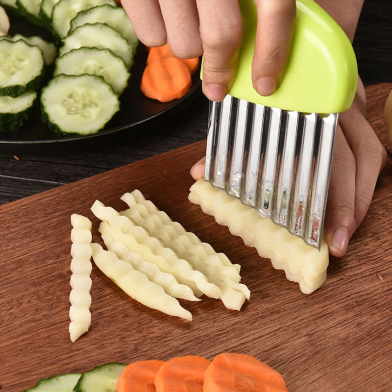 Wave Onion Potato Slicers French Fries Salad Corrugated Stainless Steel Cutting Slices Knife Kitchen Knives Accessories | Дом и сад