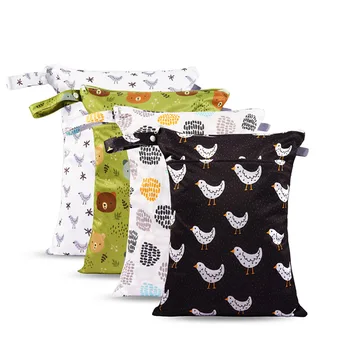 

New Arrivals Double Zipper Printed Diaper Bag Waterproof Reusable Baby Reusable Nappy Bag 30*40 Baby Changing Tote Wet Bag Hot