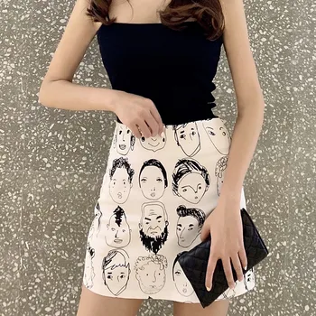 

Sexy High Waist Thin Skirt Female Sim Print Mini Skirts Fashion Printed Women Skirt
