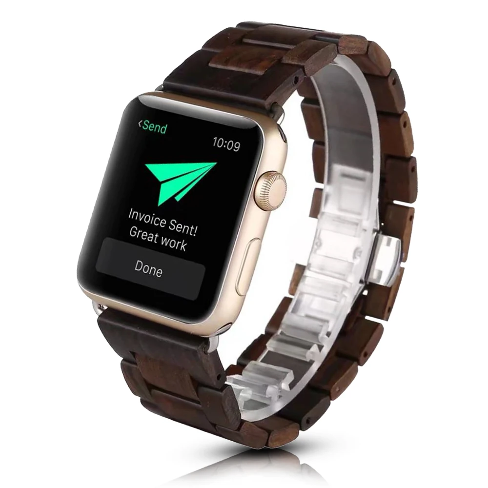 Роскошный Деревянный ремешок для часов серии 5 4 3 2 1 ремешок для Apple Watch Band 40 мм 44 мм 38 мм 42 мм браслет для iWatch наручный ремень
