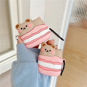 

Creative Cartoons Macaron Bear Headset Silicone Case for AirPods 1 2 Pro Bluetooth Headphone Cover for AirPods Charging Box