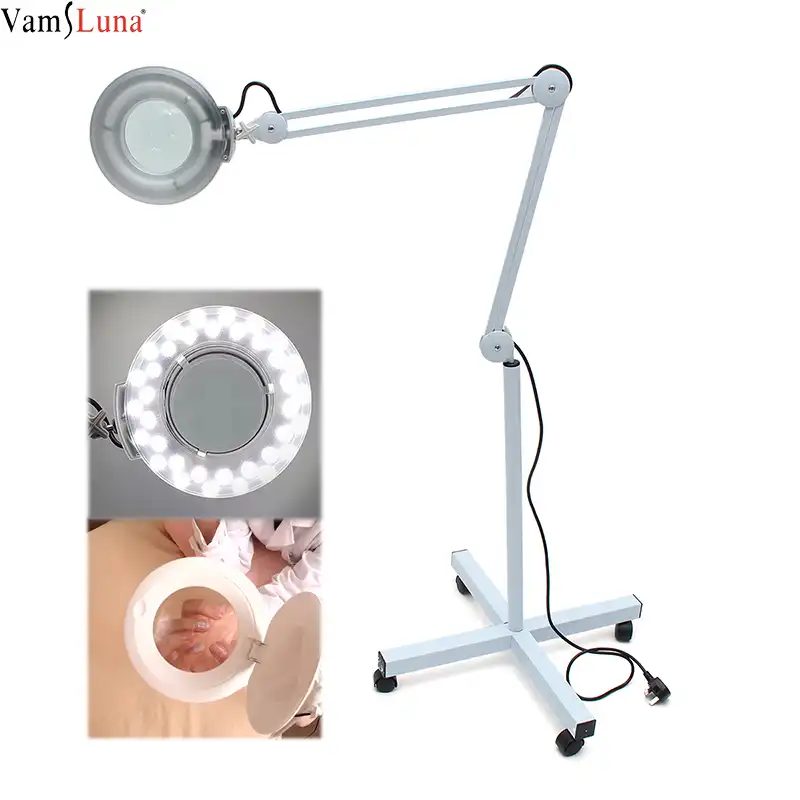 lampara led de pie para maquillaje soporte profesional lampara de tatuaje de aumento 8x altura ajustable luz fria lectura herramientas de salon