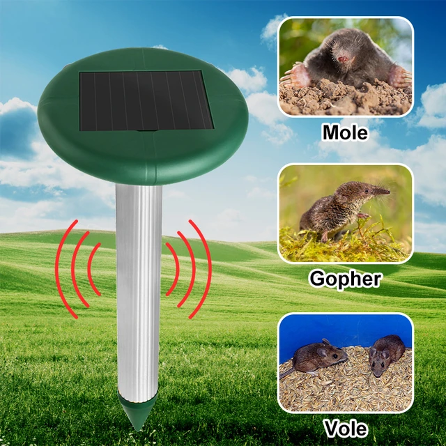 Solar Répulsif anti-taupes pour animaux à ultrasons pour lutter