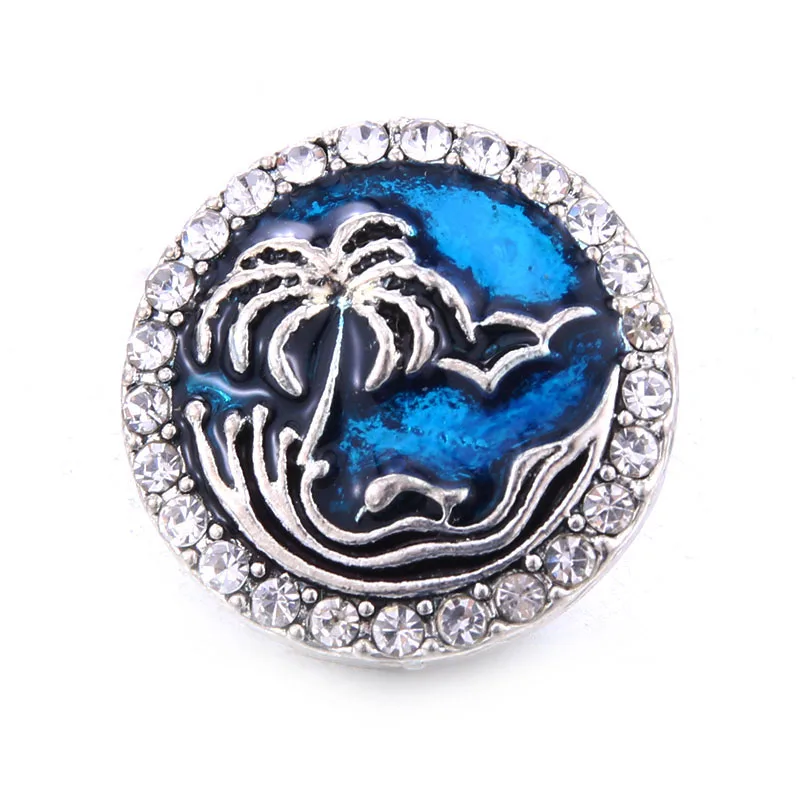 10pcs/lot Snap Button Jewelry Blue Ocean Series Crystal Dolphin Sea 18mm Metal Snap Jewelry Fit DIY Snap Bracelet Bangle Necklac - Окраска металла: A1808-18