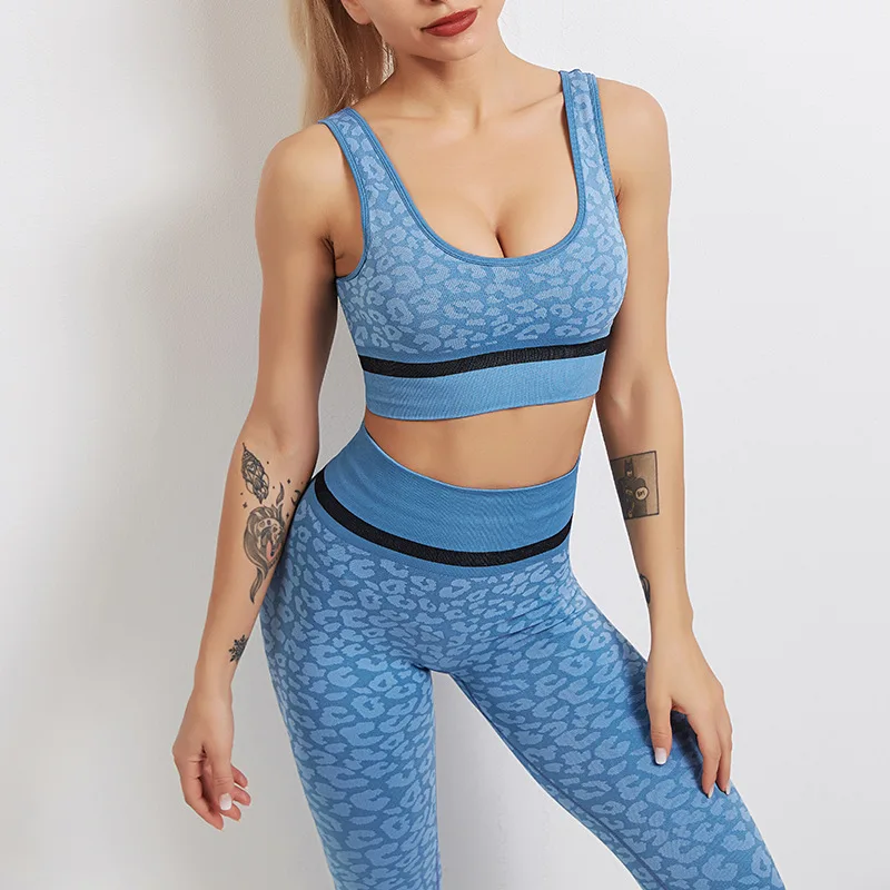 

Seamless Tight Yoga Set Women Leopard Print Push Up Sport Bra High Waist Running Fitness Leggings Yoga Suit Workout Sportswear