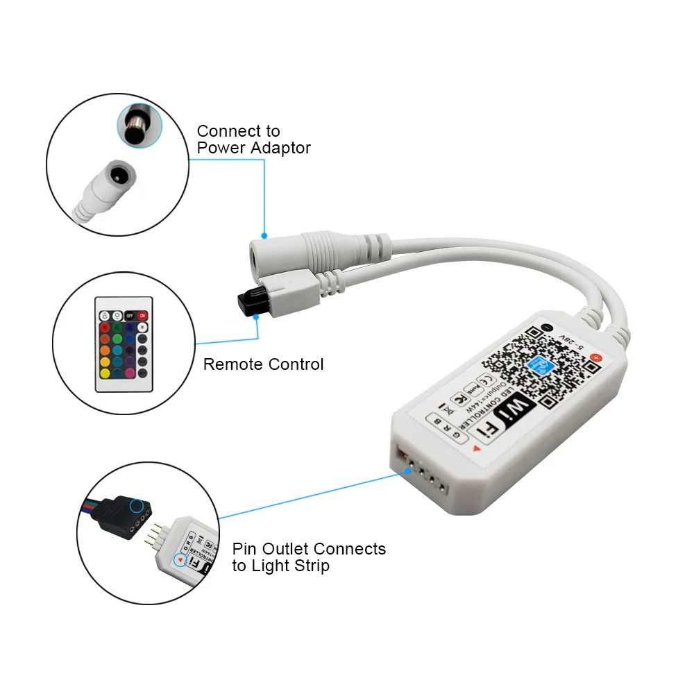 WI-FI RGB светодиодный полосы света SMD 2835 5 м светодиодные RGB DC12V лента диод Гибкая полоса лампа светодиодный полосы, IR wifi контроллер LED контроллер