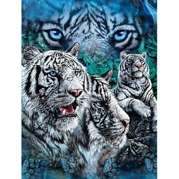 

Animal Tiger Family Diamond Embroidery Full Square Diamond Painting Cross Stitch 5D Diamond Picture Diamond Decor