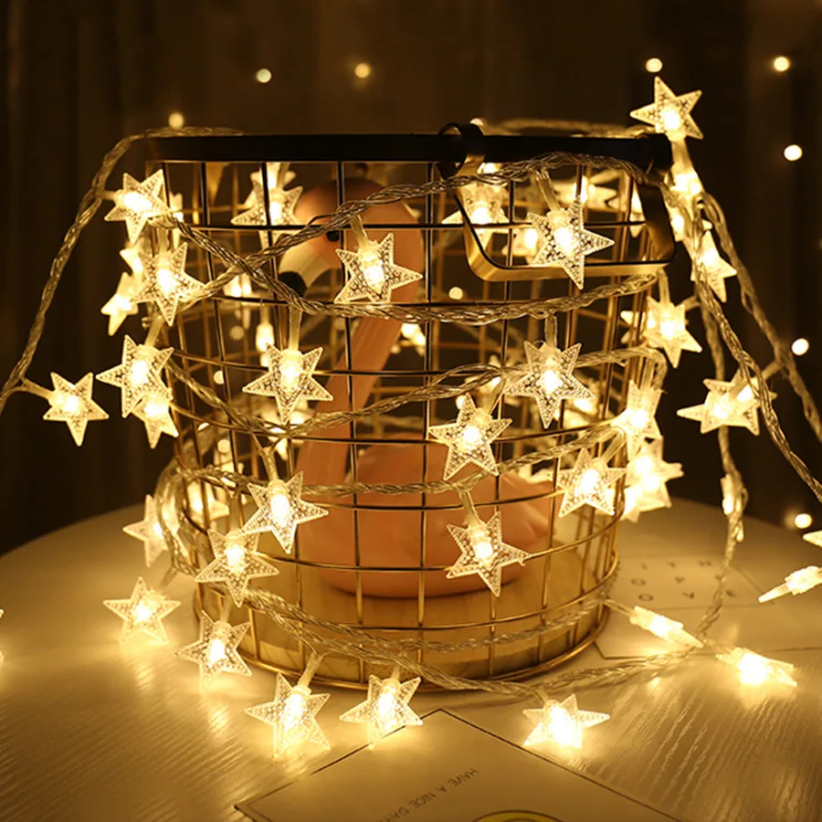 Thrisdar, 1,5 м, 3 м, 6 м, 10 м, светодиодный гирлянда со звездами, гирлянда, светильник на батарейках, для свадьбы, вечеринки, Мерцающая звезда, Рождественский Сказочный светильник