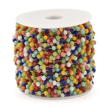 1M 304 Stainless Steel Sliver Color Chain Round Stone Beads for Jewelry Making DIY Handmade Necklaces Ankles Hand Accessories