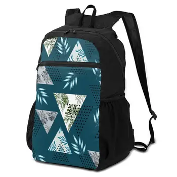 

OLN Foldable Backpack Tropical Palm Geometric Triangle In 80s 90s Pop Waterproof Backpack Pack for Women Men Travel Hiking