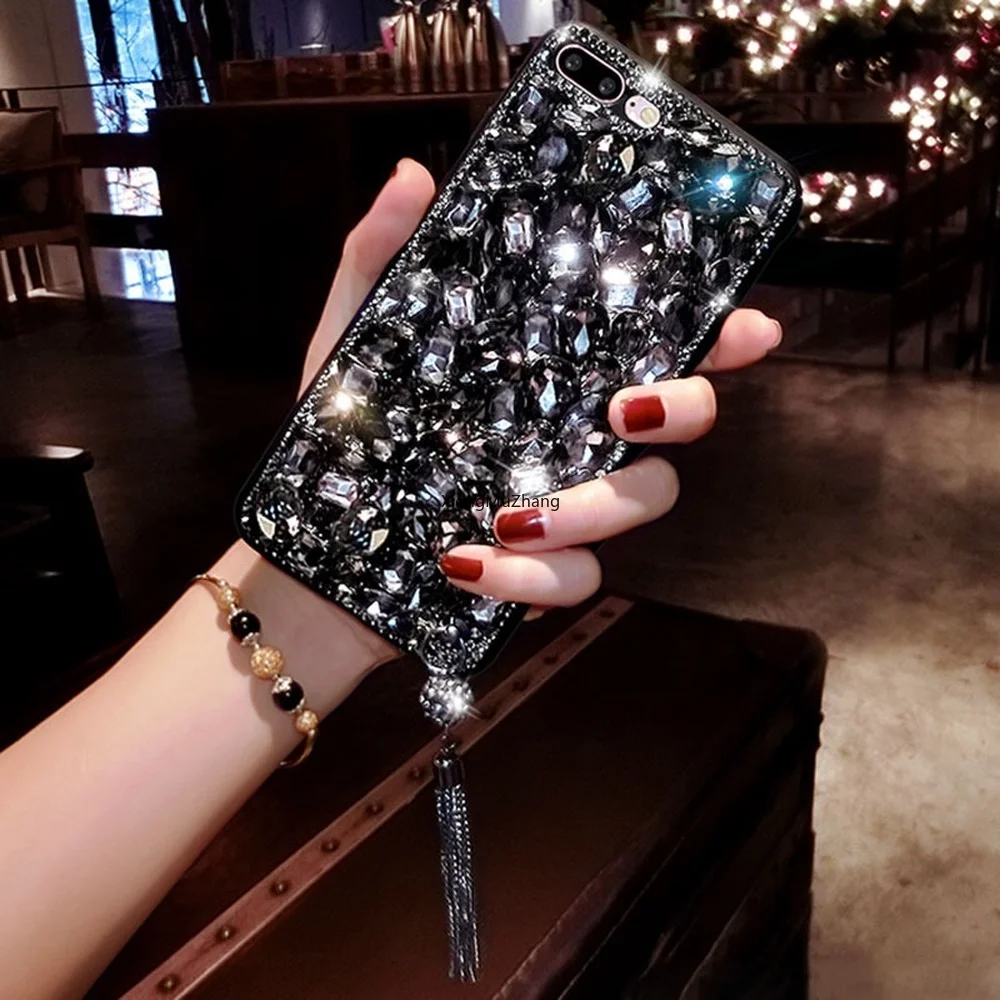 Блестящий Кристальный бриллиантовый подвесной чехол для Motorola Moto One Macro/One Vision Plus/One