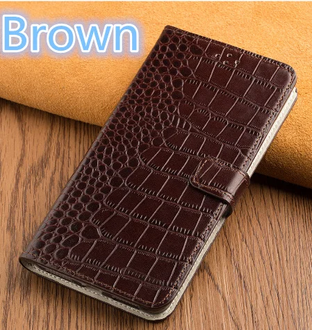 Hand strap genuine leather wallet case card slot holder for Asus ZenFone Max Pro M2 ZB631KL magnetic book flip case phone bag - Цвет: Brown