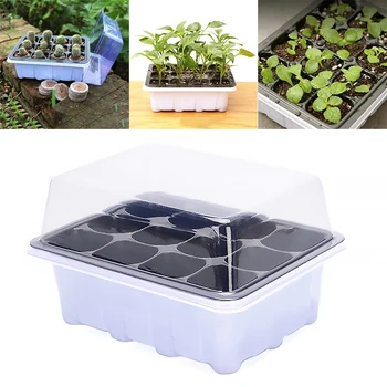 

10 PCS 12 holes Nursery Pots Seedling Tray with lid Seed Starter Nutrition Bowl for Succulent Planter Flower Garden tool