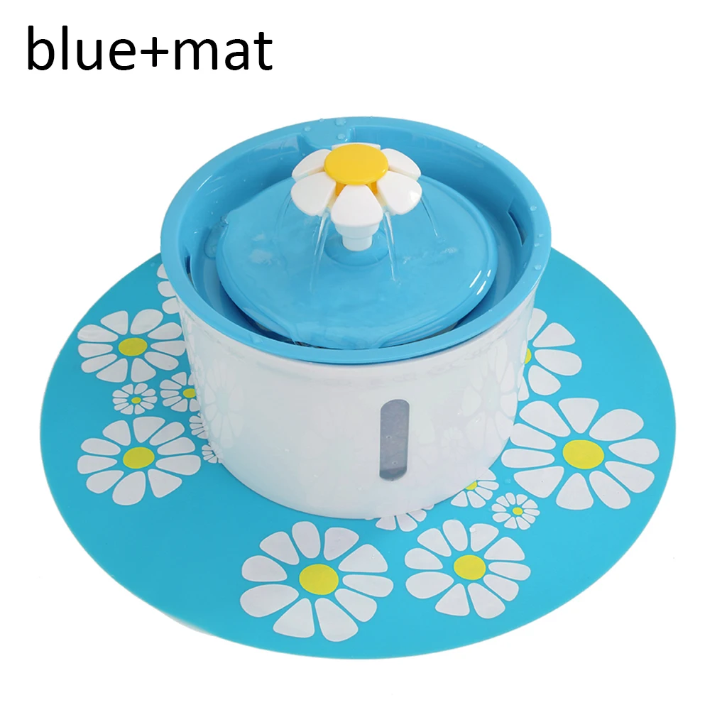 Blue with Mat US 1.6L забота о здоровье кошка фонтан питатель с фильтром автоматическая поилка для животных с фонтаном диспенсер электрический питомец немой поилка - Цвет: Blue with Mat US