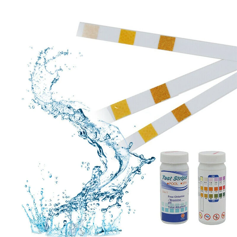 50 x Swimming-Pool/Spa/Hot-Tub-Test-Strips-Chlorine/Bromine Alkalinity PH 3-in-1PH Chlorality Hardness Water Testing Products