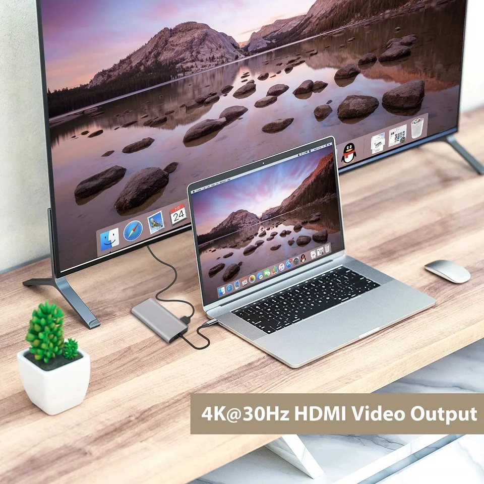 Док-станция для ноутбука USB C к HDMI 4K VGA 1080P Gigabit Ethernet PD зарядка SD кард-ридер для Macbook Pro DELL Тип C док-станция