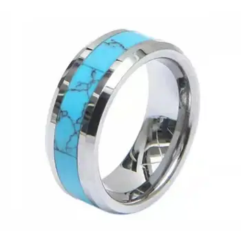 

Classic LOVE Alliances Beautiful Blue Turquoises Tungsten carbide Ring wedding couple Rings for men and women