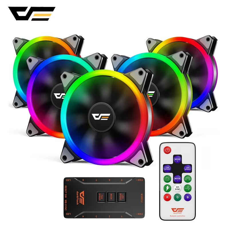 DarkFlash ventilador RGB direccionable DR12 Pro, 120mm AURA SYNC GIGABYTE RGB Fusion ajuste silencioso, colores, velocidad, control remoto IR| Ventiladores y refrigeración| - AliExpress
