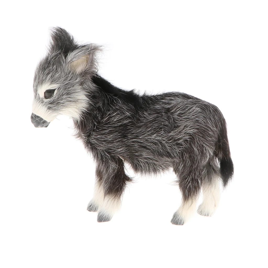 Cute Emulation Burro Statue, Simulation Faux Fur Animal Model Toy for Kids, Handicraft Collections, Home Desk Decor Ornament