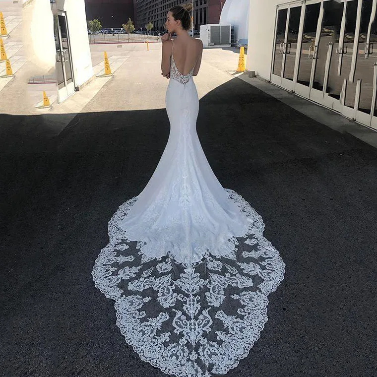 Кружевное с открытой спиной фасона "Русалка" свадебное платье 2019 Vestidos de novia V шеи кружевное сексуальное свадебное платье элегантные
