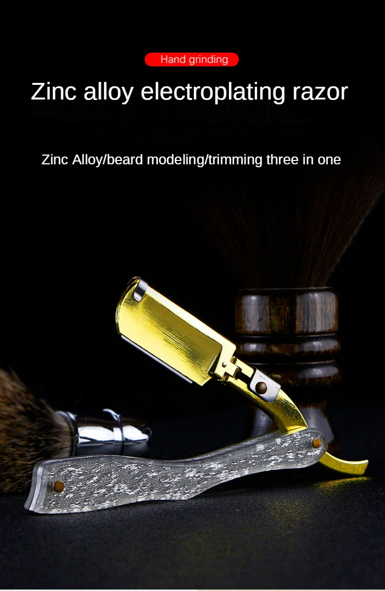 Liga de Zinco Cabelo do Agregado Barbeiro Manual Dobrável Hairdressing Navalha Galvanoplastia Titular Corte Familiar Shaver Y0620 1 Cheap Lâmina de barbear