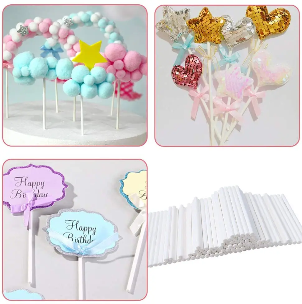 100 Pieces Paper Lollipop Sticks Cake Pop Sticks 4inch or 6 inch White -  AliExpress