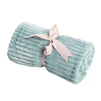 

Super Soft Blankets Winter Warm Cozy Bed Sheet Solid Colors Striped Throw Adult Bedding Decor Blanket Flannel Kids Bedspread For