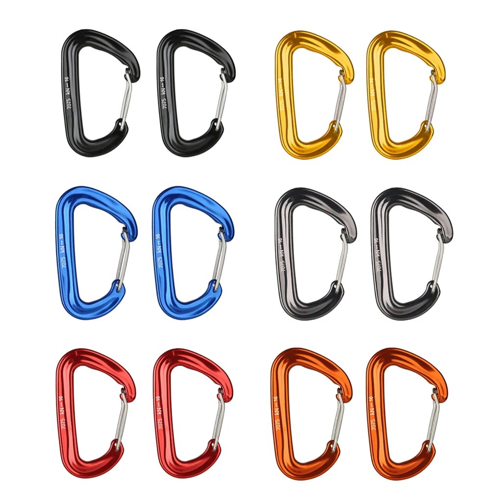 2 Pcs D Shape Carabiner Clip Key  Holder Chain Cable Camping Hiking Hook