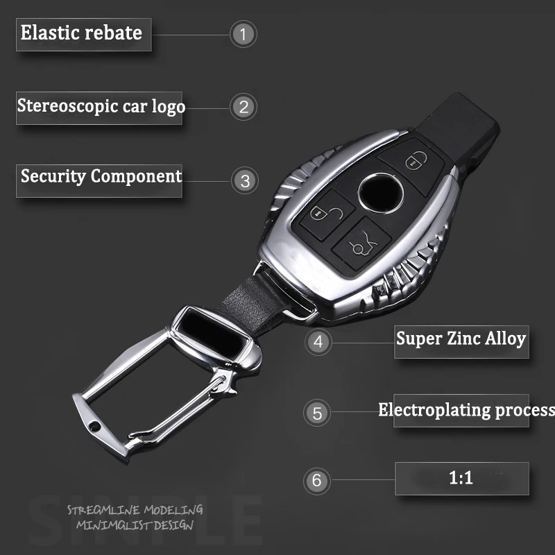 Чехол для ключей автомобиля для Mercedes Benz W203 W210 W211 W124 W202 W204 W205 AMG брелок для ключей