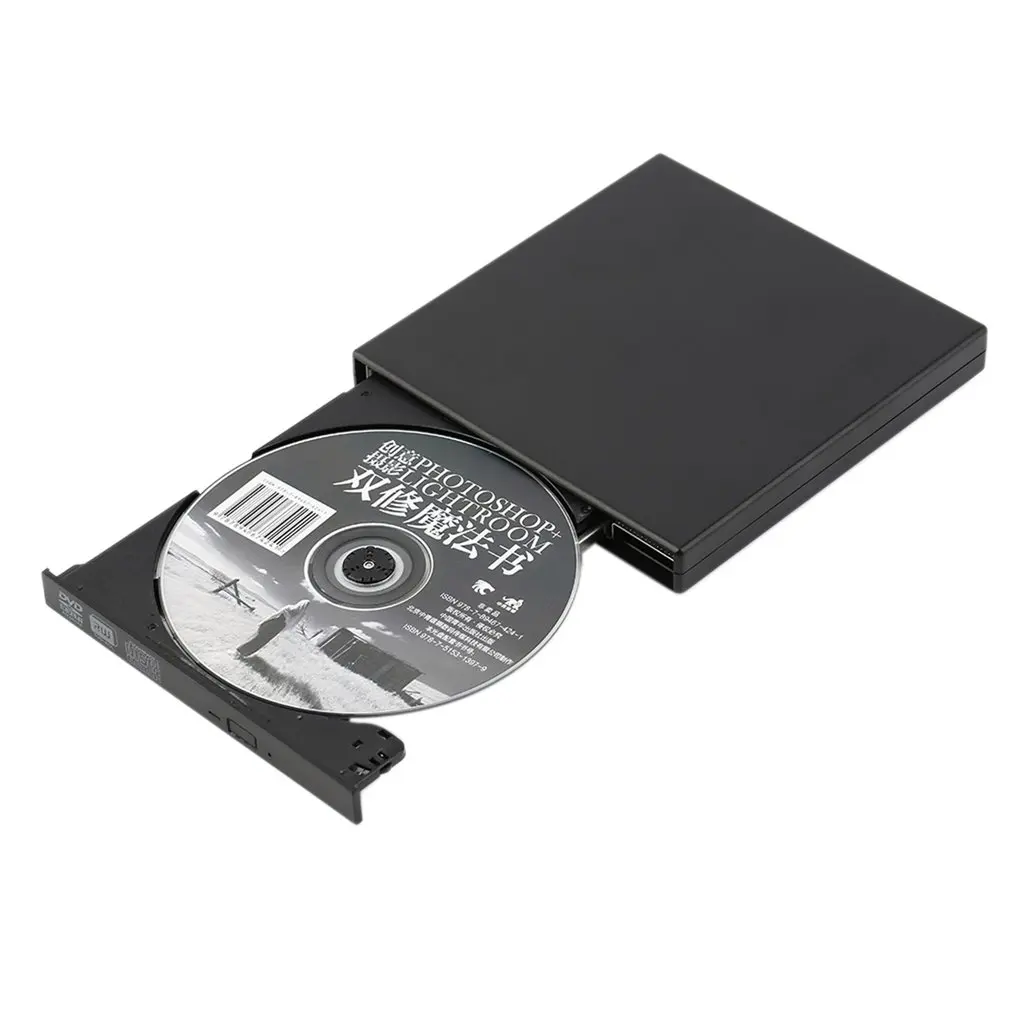 Черный супер тонкий портативный ПК DVD-ROM Горелки USB 2,0 внешний CD+-RW DVD горелки Привод ПК настольный ноутбук Внешний DVD CD Rewriter