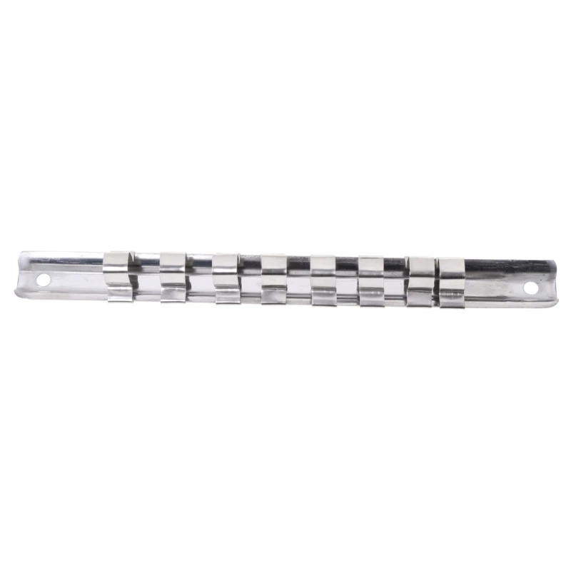 

Socket Rack Holder 1/4\" 3/8\" 1/2\" with 8 Clips On Rail Tool Organizer Storage