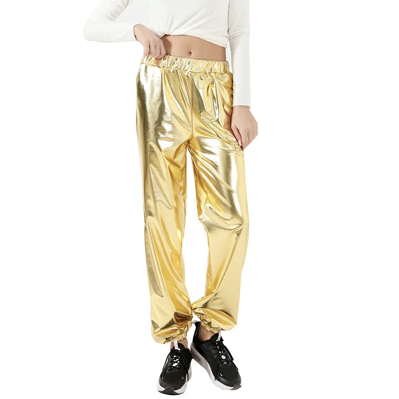 Hip Hop PU Leather Pants Women Disco Long Sweatpants Dance Trousers 2XL Glossy Faux Leather High Waist 2022 Spring игра just dance 2022 для playstation 5