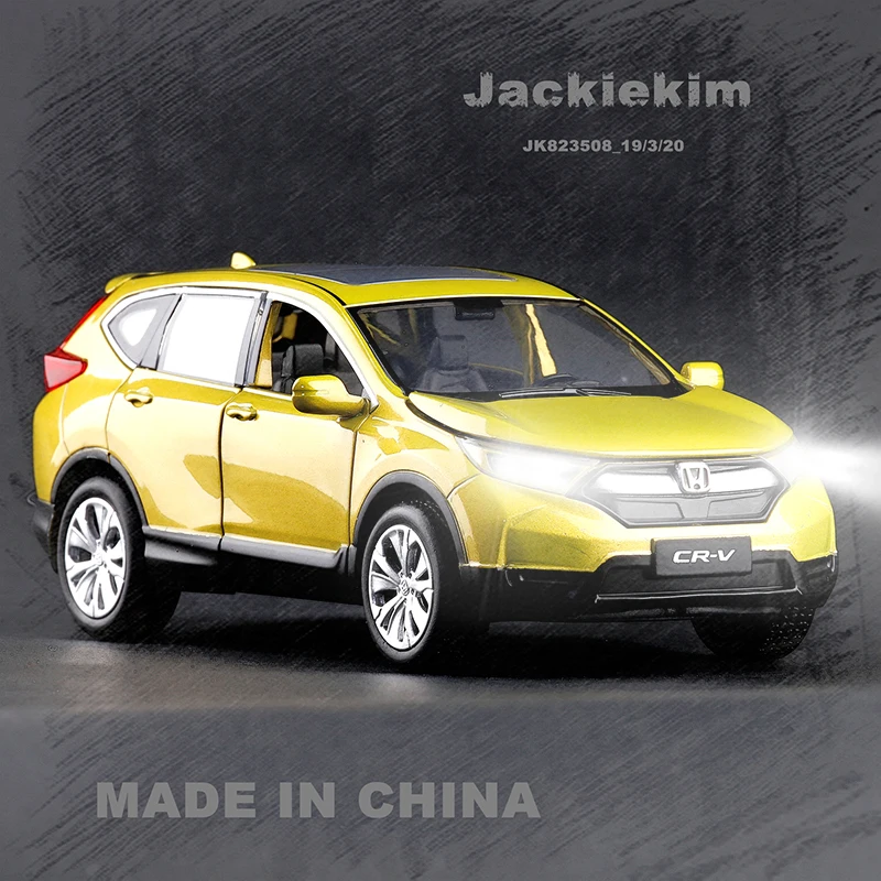 Высокая имитация 1:32 Масштаб Honda CRV сплав металла литья под давлением автомобиль 6 открытой двери Музыка flash оттягивать назад Модель автомобиля игрушки - Цвет: Цвет: желтый