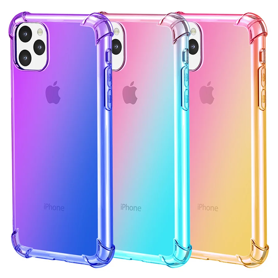 Силиконовая, в цветах радуги чехол для iPhone 11 Pro градиентный ударопрочный чехол для iPhone 11 Pro Max мягкий чехол из ТПУ Coque Funda