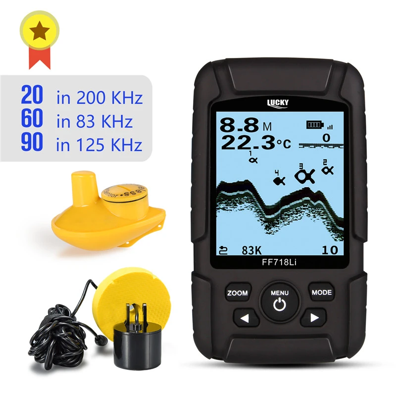 Lucky Ff718lid Realwaterproof Fish Finder 200khz/83khz Dual Sonar