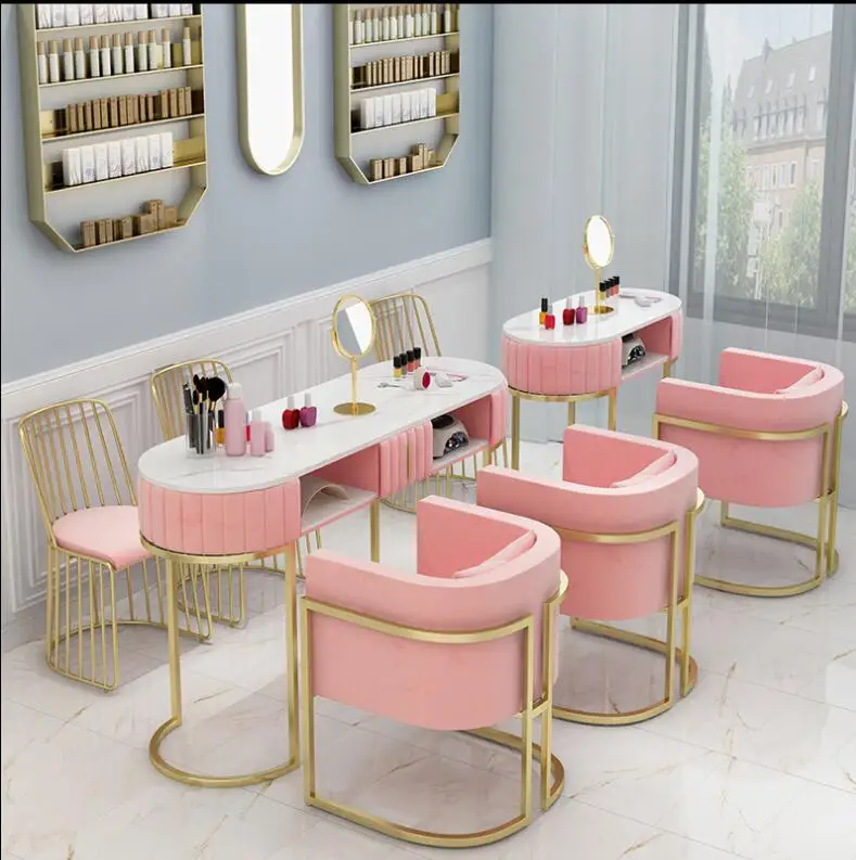 ins net red marble nail table and chair set single double light luxury nail table simple modern nail table