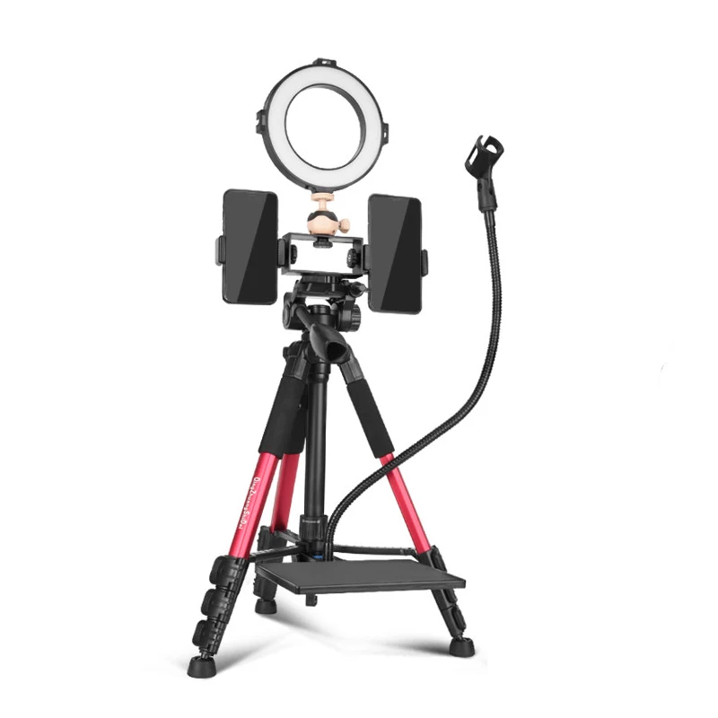 Professional Live Stream Phone Tripod with Ring Light Phone Holder