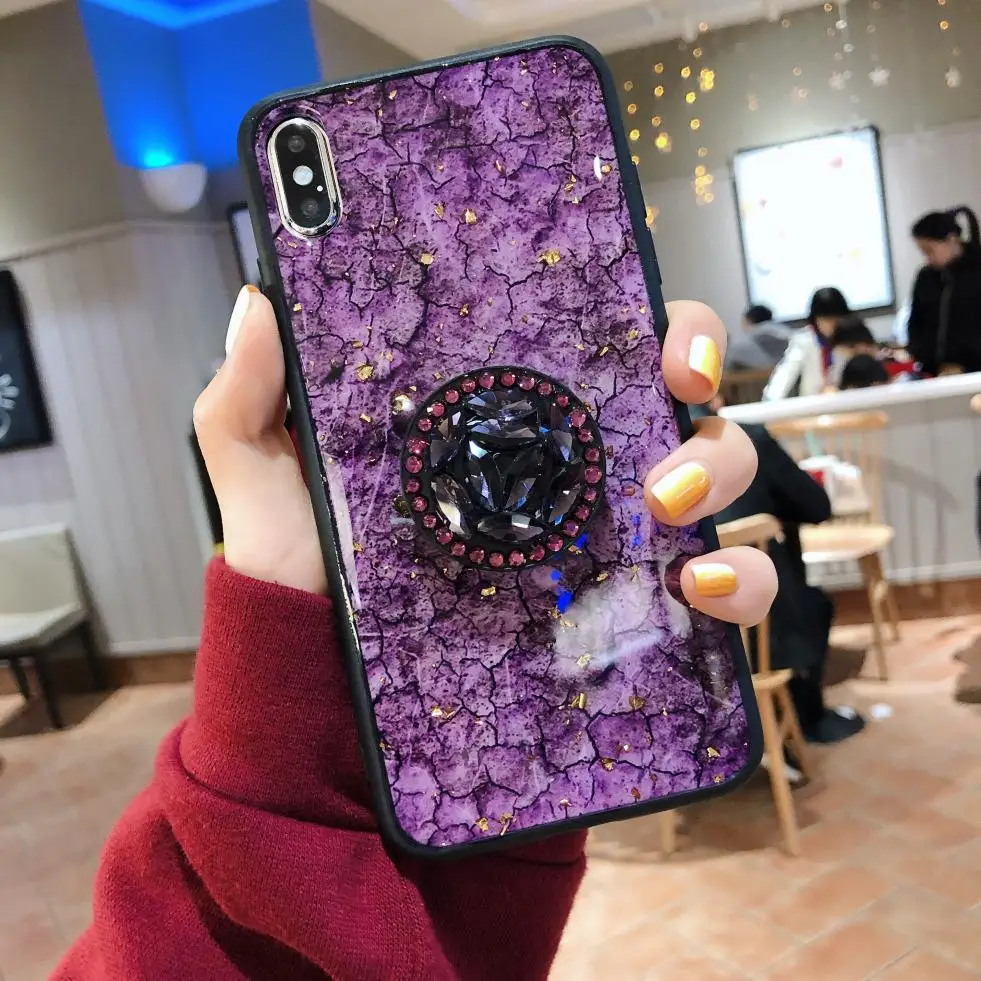 For Apple iPhone XR X XS Max 8 7 6 6S Plus Fashion Glitter Marble Soft Gel TPU Silicone Shockproof Phone Case Stand Back Cover