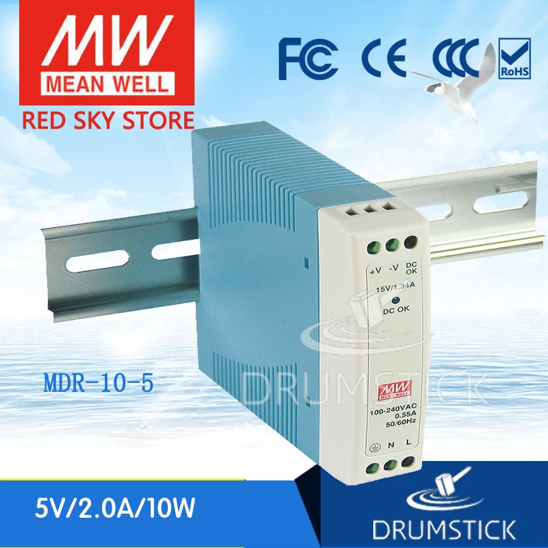 

Ship from USA MEAN WELL 6Pack MDR-10-5 5V 2A meanwell MDR-10 10W Single Output Industrial DIN Rail Power Supply