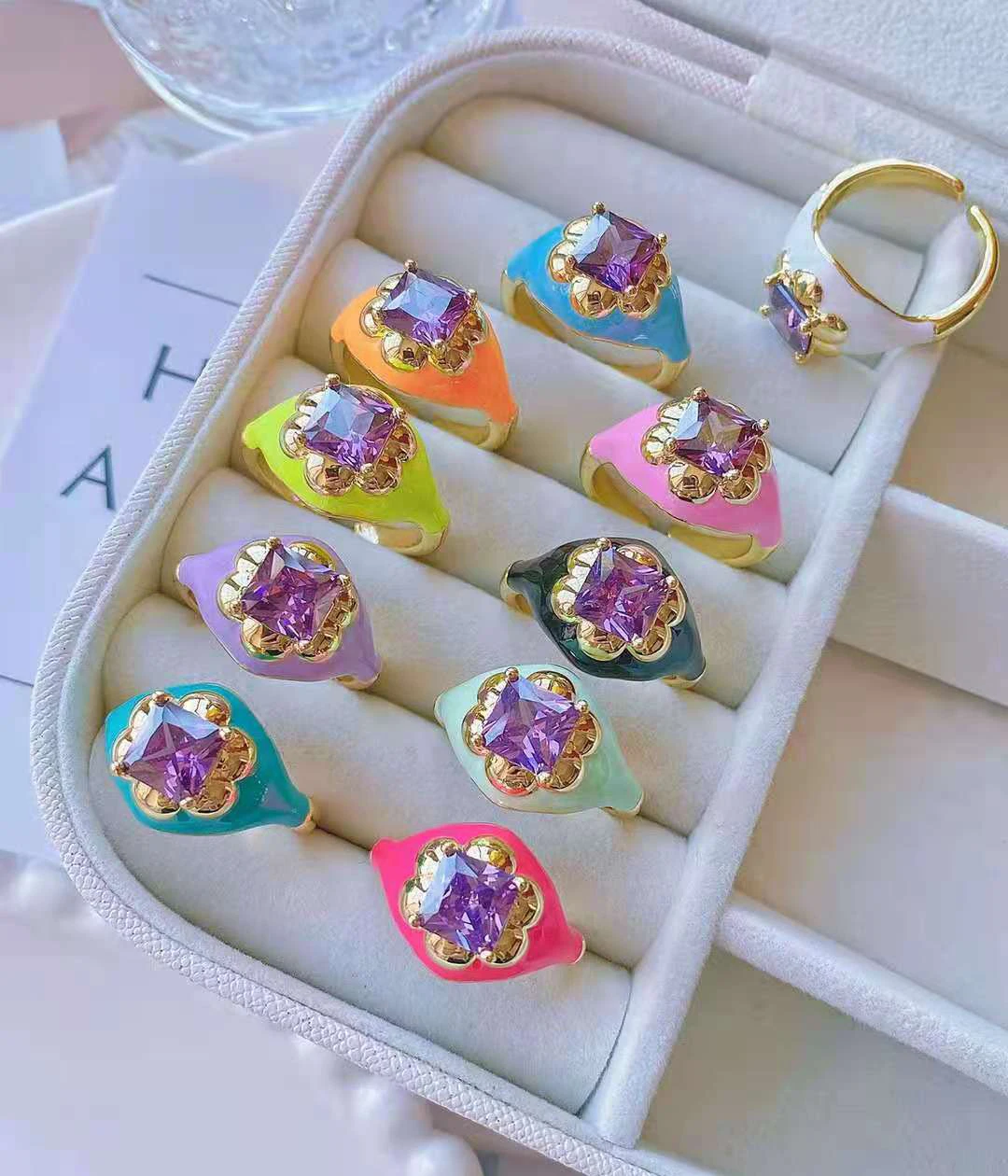 Color Planet Rings For Woman Hyperbole Geometric Shape Rings Fashion Jewelry Wedding Gifts