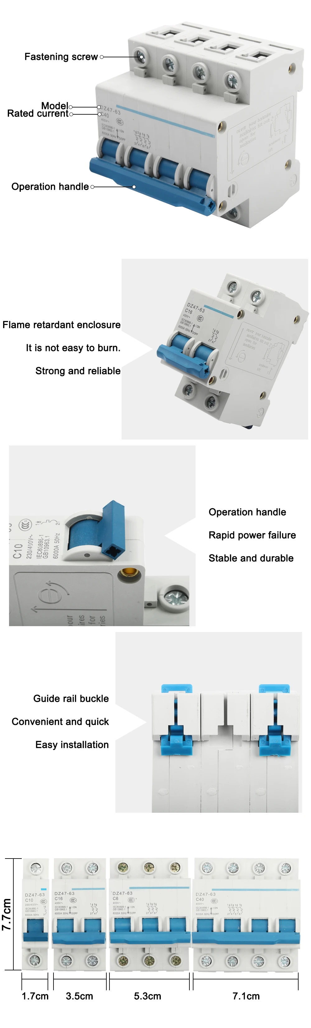 DMWD DZ47-63 10A 16A 20A 25A 32A 63A 1P 2P 3P 4P AC 230V или 400V мини-выключатель MCB выключатель