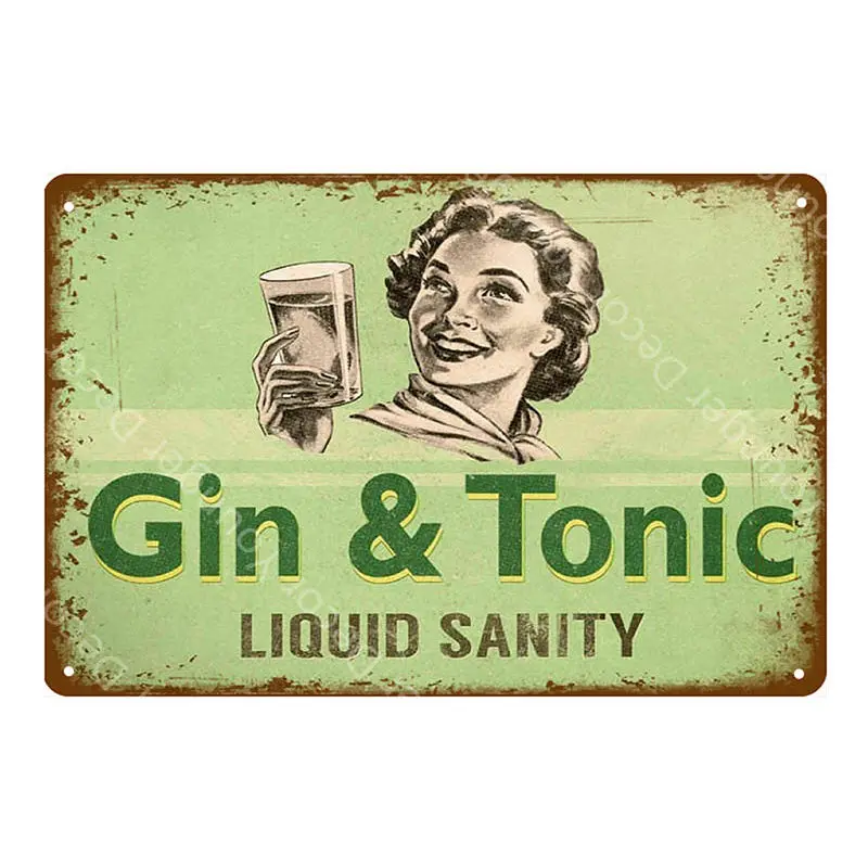 Gin Tonic Коктейльные Вечерние украшения ром Мохито оловянные вывески Тики бар клуб дома настенная живопись декоративная табличка плакат пиво YH068 - Цвет: YD7106H